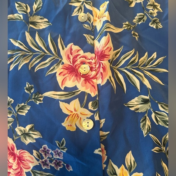 VTG Talbots Sleeveless Silk Top Shell Button Down Blue Floral Women’s Sz 10 - Picture 8 of 10